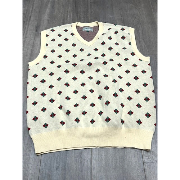 NWOT Bogey Boys by Macklemore Men's Diamond Vest Sweater V-Neck Yellow Size XXL - Picture 1 of 7
